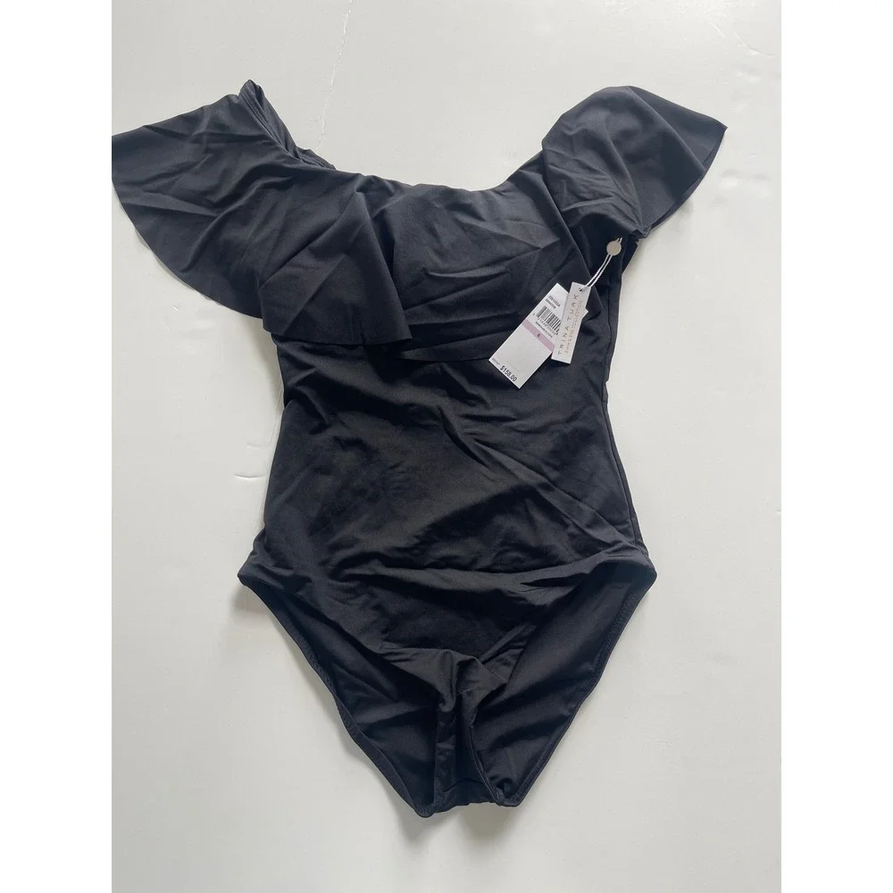 Trina Turk Monaco Off‎ The Shoulder Ruffle One Piece Swimsuit Size 6